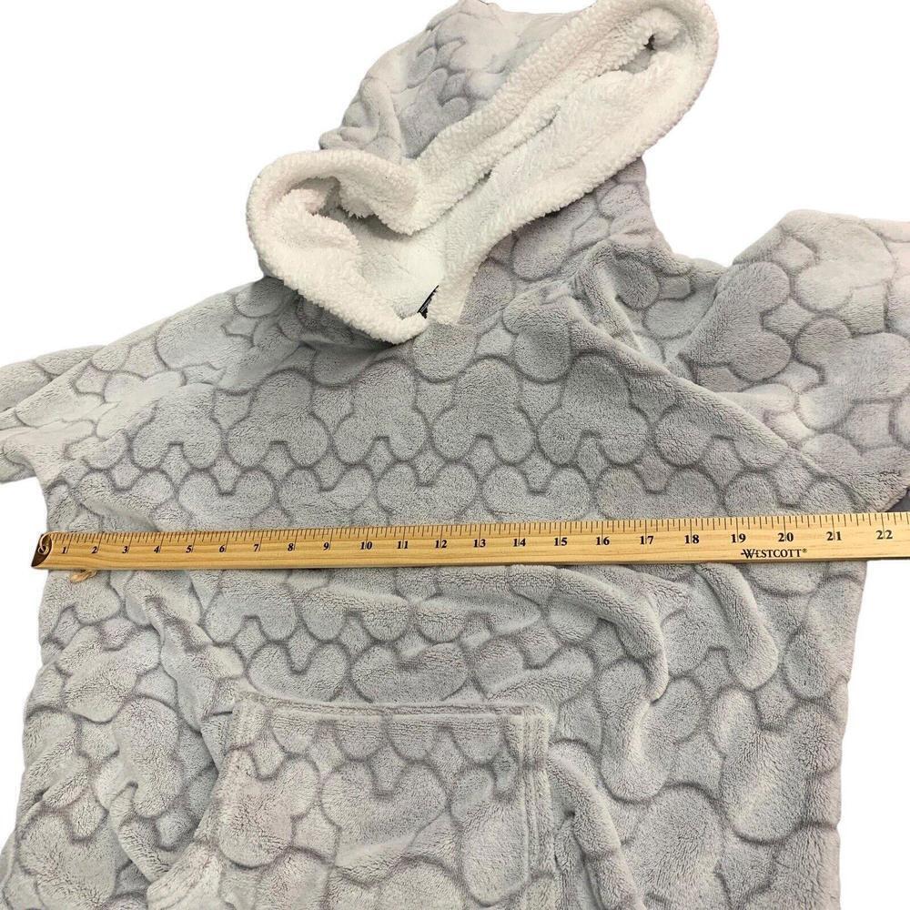Disney Mickey Mouse Gray Fleece Lounger Hoodie Sherpa Hood Kangaroo Pocket Large - Picture 8 of 9